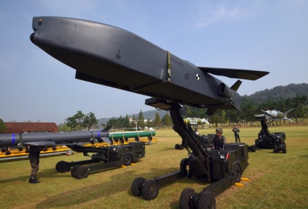This file picture from 2017 shows a Taurus long-range air-to-surface missile during a media day presentation in Pyeongtaek, South Korea