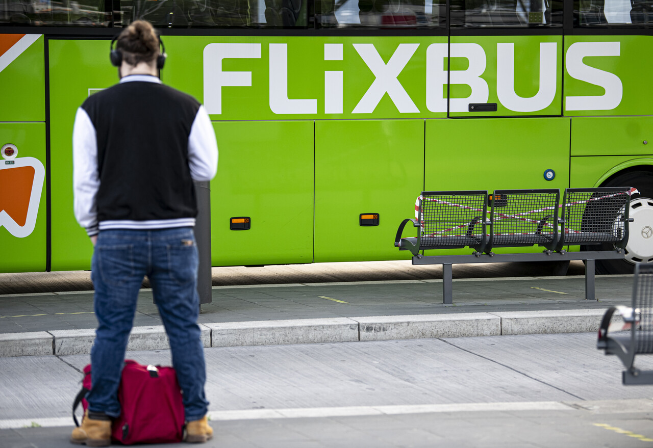 A Flixbus stands in the Central Bus Station in Berlin
