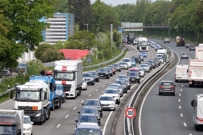 A traffic jam on May 17th at the A23 near Halstenbek, Schleswig-Holstein.