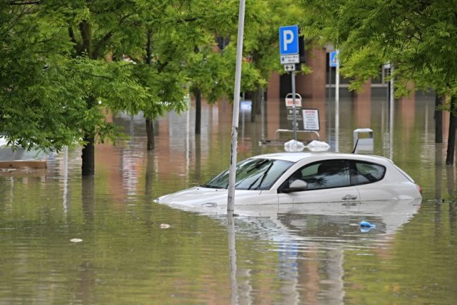 Car underwater in Emilia Romagna