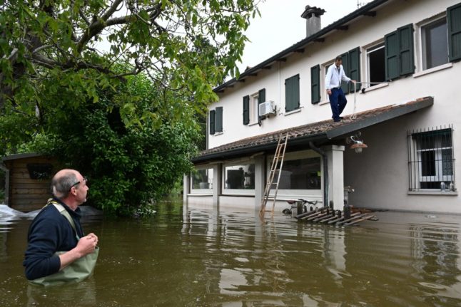 A house submerged by water in Emilia Romagna
