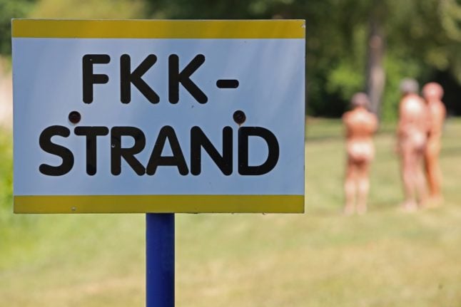 A sign for an FKK beach in Saxony-Anhalt.