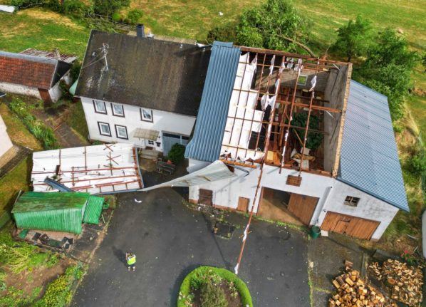 The roof of a house was ripped off in a storm in Henau, Rhineland Palatinate.