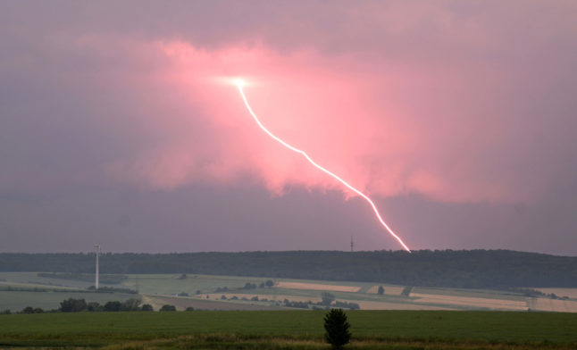 A lightning strike in Einbeck, Lower Saxony. 
