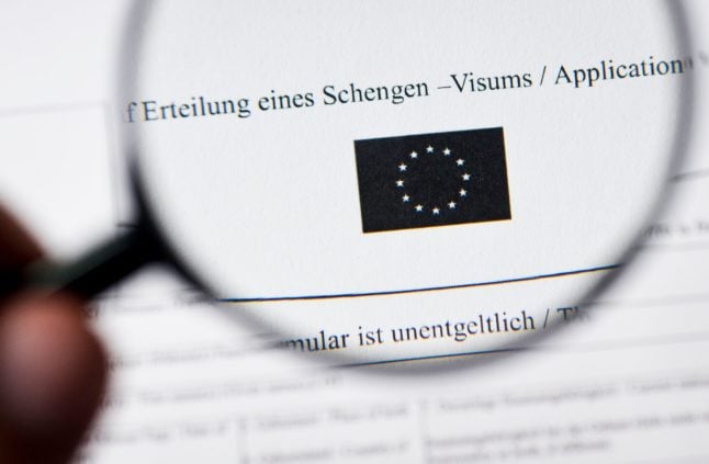 An application form for a Schengen visa. 
