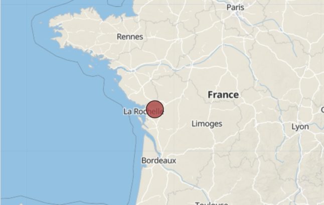 Map - earthquake in western France