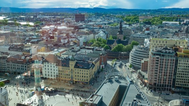 Pictured is central Oslo from above.