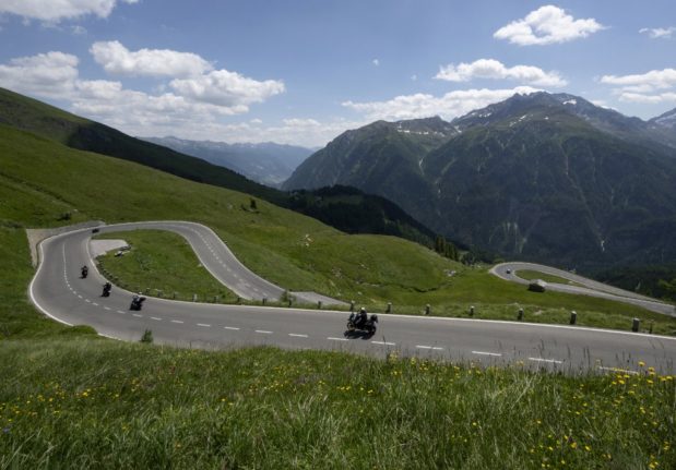 Motorists on the Grossglockner High Alpine Road from and towards Austria's highest Grossglockner peak on June 26, 2023.