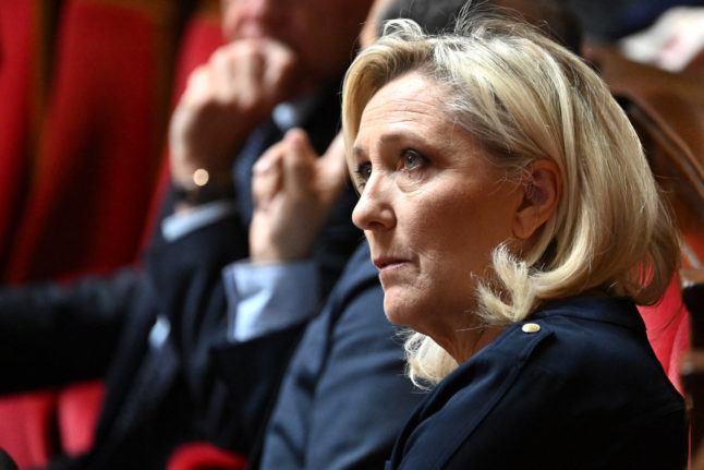 President for the French far-right Rassemblement National (RN) group Marine Le Pen Marine Le Pen attends a session of questions to the government at the National Assembly in Paris on July 4th, 2023.