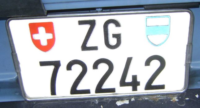 A regular Zug number plate. 