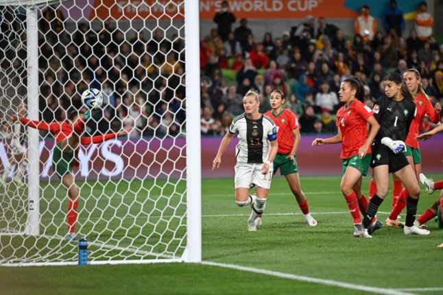 Germany scores a goal against Morocco in their opening match.