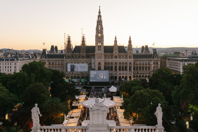 A view of the Film Festival at Rahausplatz in Vienna in July 2022.