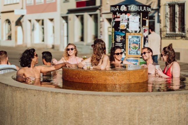 Where is bathing in fountains allowed in Switzerland?