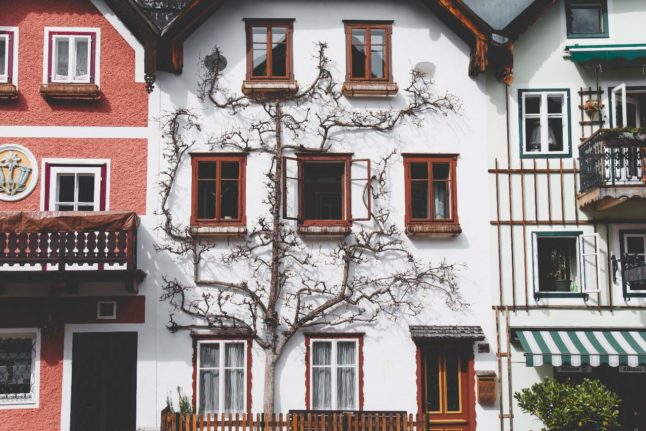 A row of houses in Hallstadt, Austria. 
