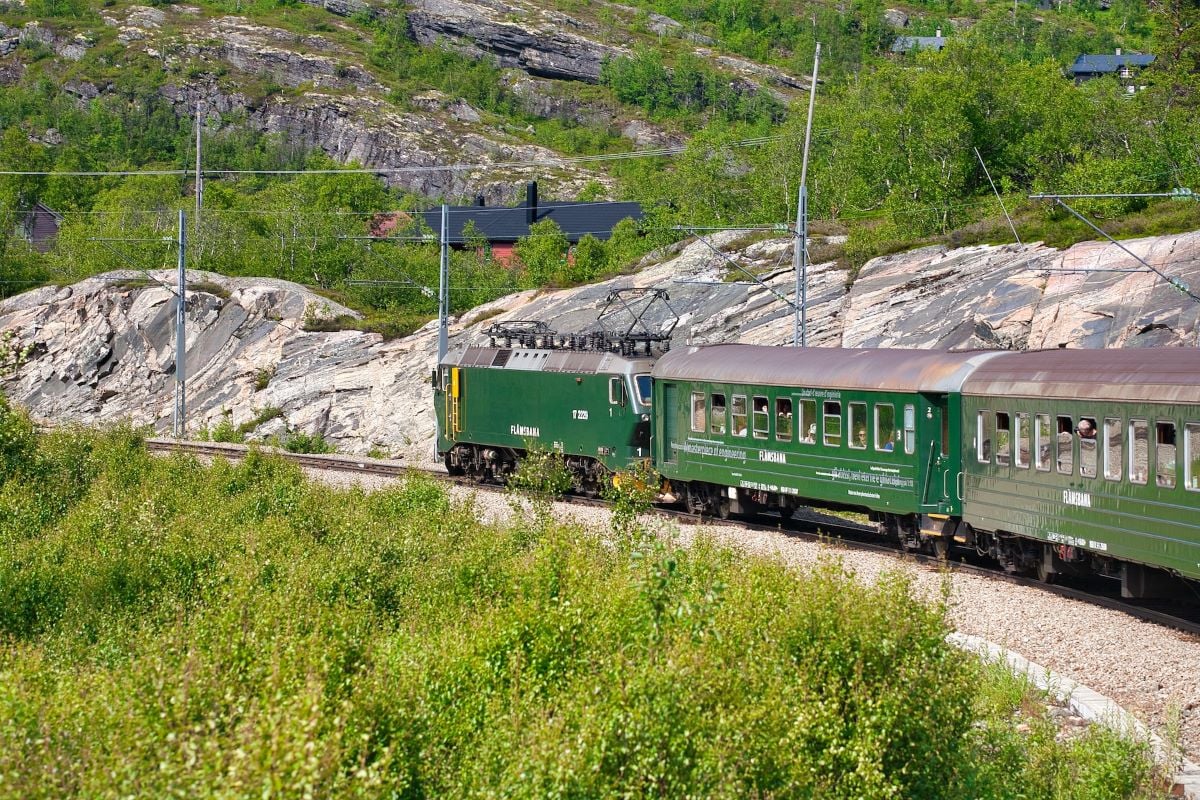 Pictured is the Flåm railway. 