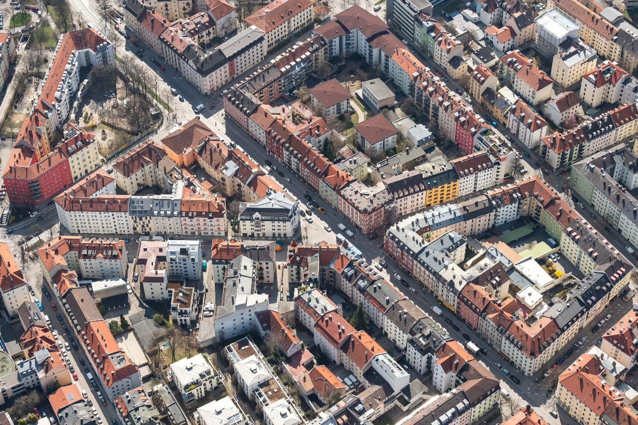 Aerial view of flats in Munich