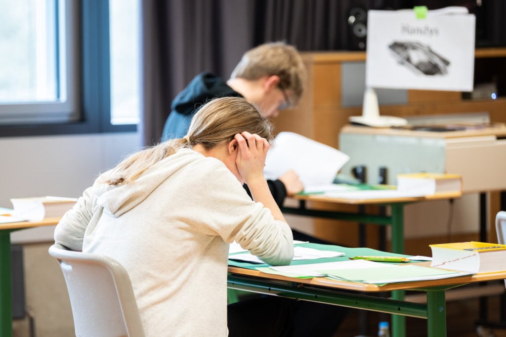 Students at the Leibniz Gymnasium in Rottweil sit the Biology Abitur exam. 