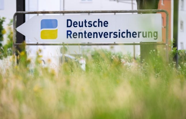 A sign for the German Pensions Fund HQ in Laatzen, Lower Saxony.