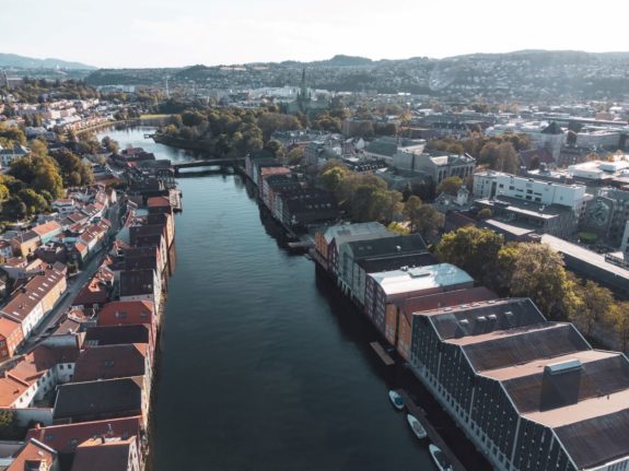 Pictured is a view on Trondheim from above.