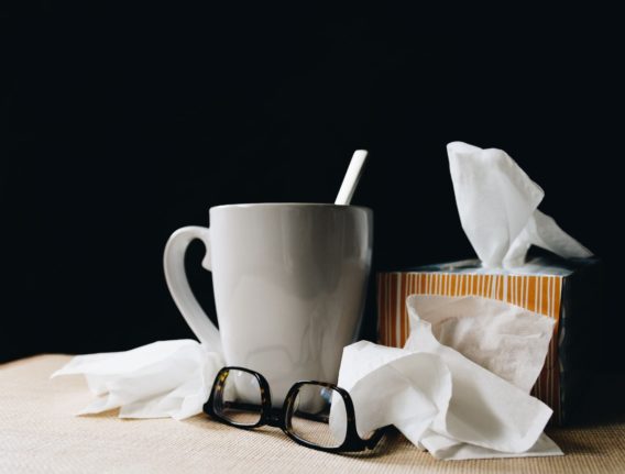 Tissues on a table.