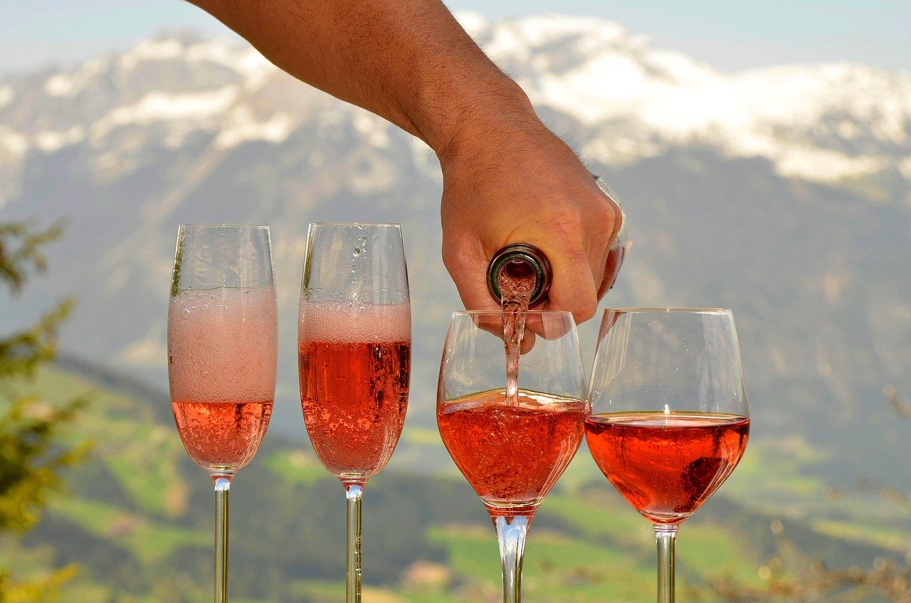 Wine tasting in the Alps.