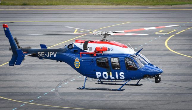 Pictured is a Swedish police helicopter.