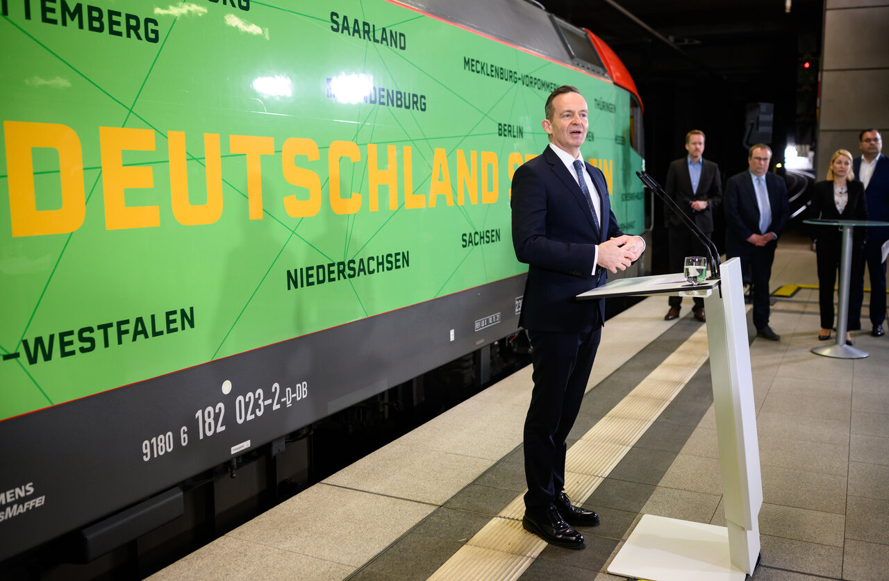 Transport Minister Volker Wissing (FDP), at the launch of the Deutschlandticket in April 2023.