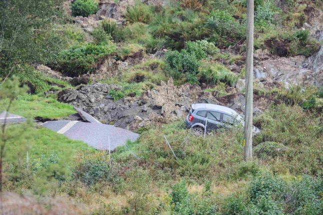 Large chunk of Swedish motorway collapses after landslide