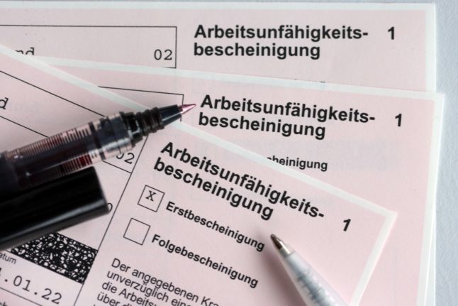 Doctors' sick notes in Germany.