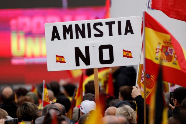 Thousands rally in Spain against amnesty for separatists