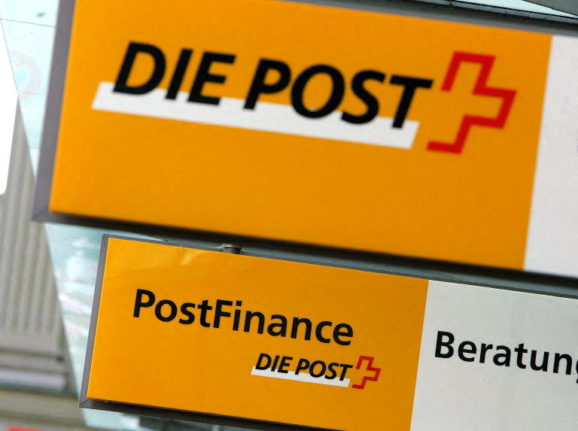 Swiss Post signs in Bern, Switzerland.