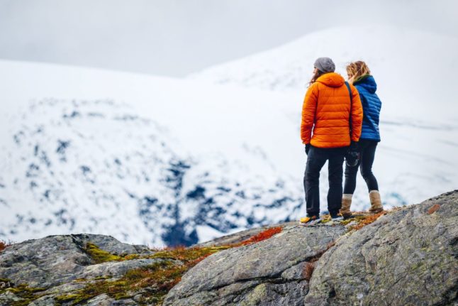 Pictured are two people out in the cold in Norway.