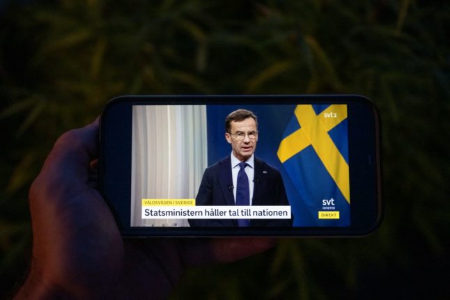 Did Sweden's PM play politics in his speech to the nation?