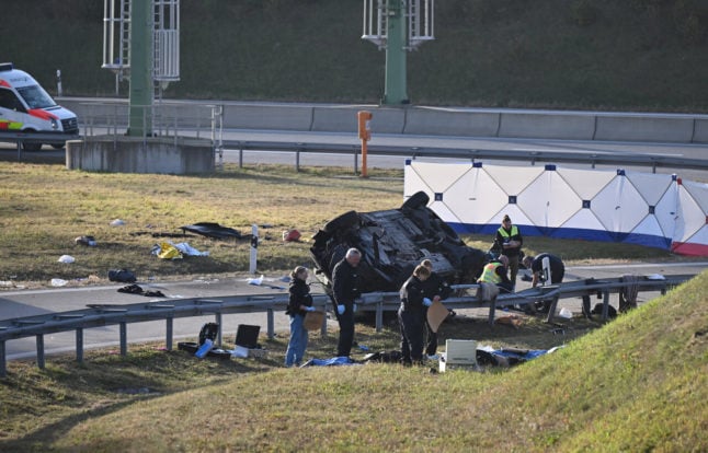 Emergency services at the scene of the crash in Bavaria.