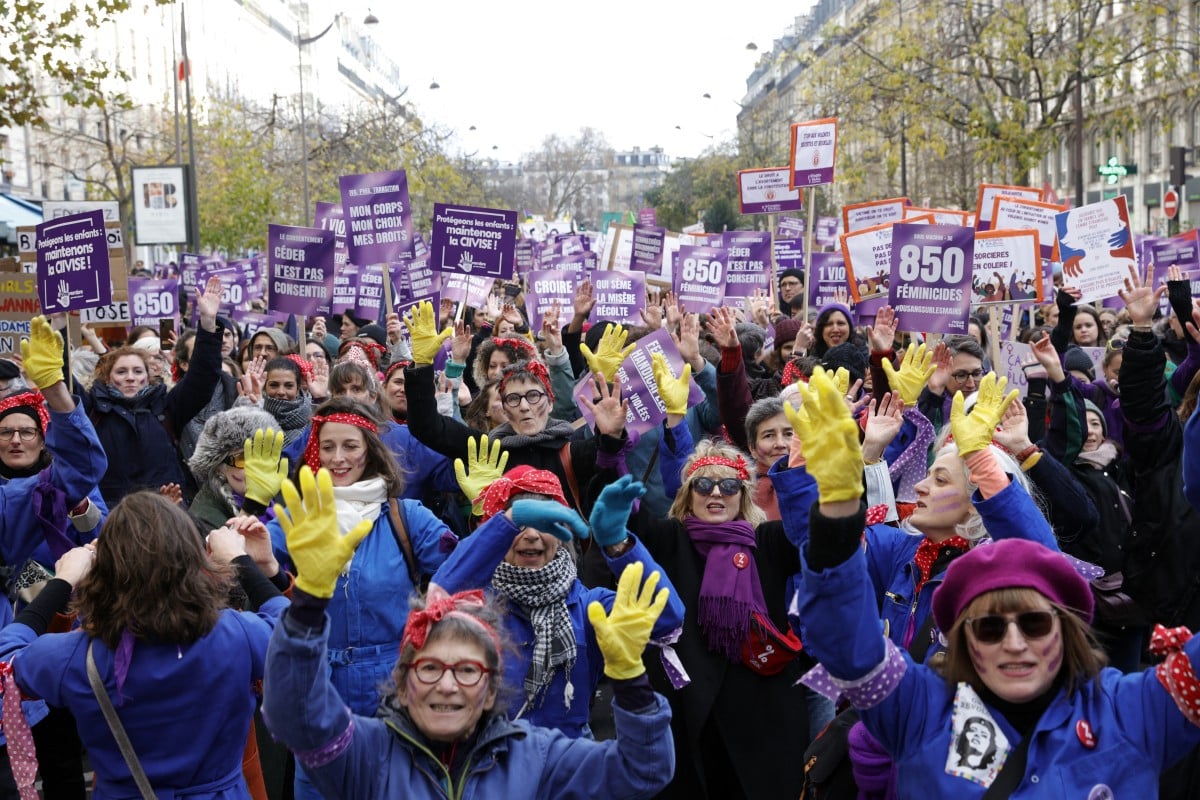 Thousands march in France to denounce violence against women
