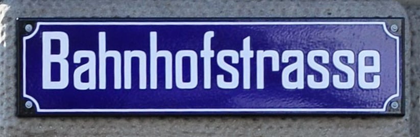 A sign for Bahnofstrasse in Zurich.