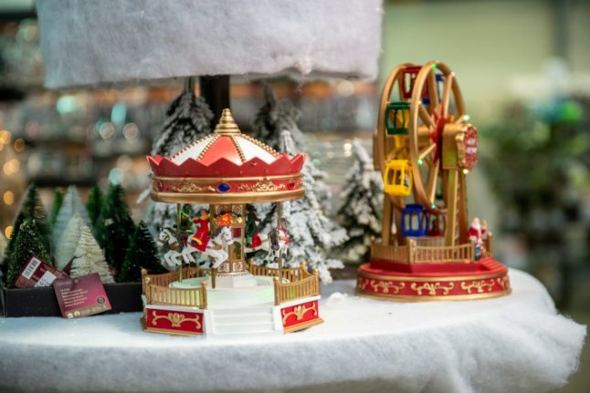 Pictured are Christmas decorations in a store in Haugesund, Norway.