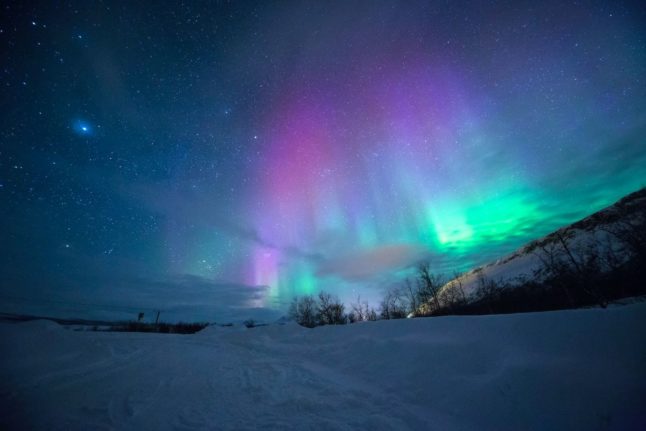 Pictured are northern lights in northern Norway.