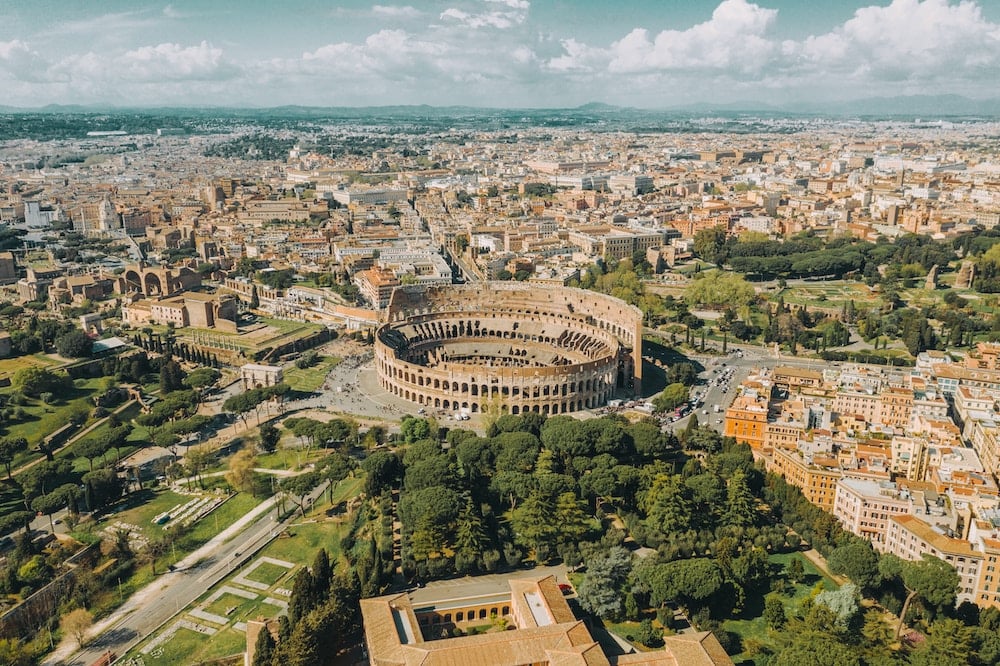 Aerial view of the Colosseum