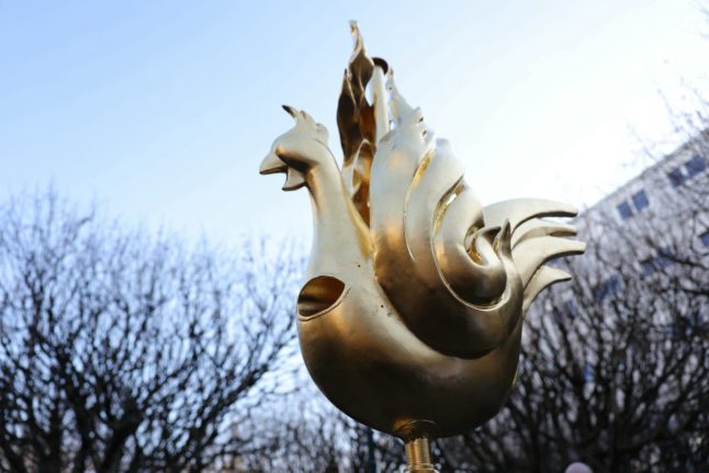 Golden rooster fitted to spire of Paris’s Notre Dame cathedral
