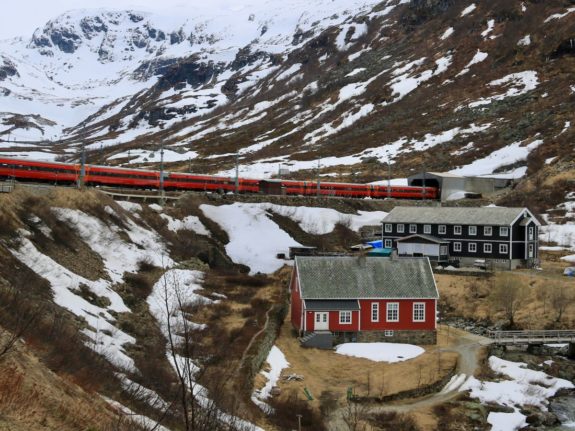 Pictured is a Norwegian train.