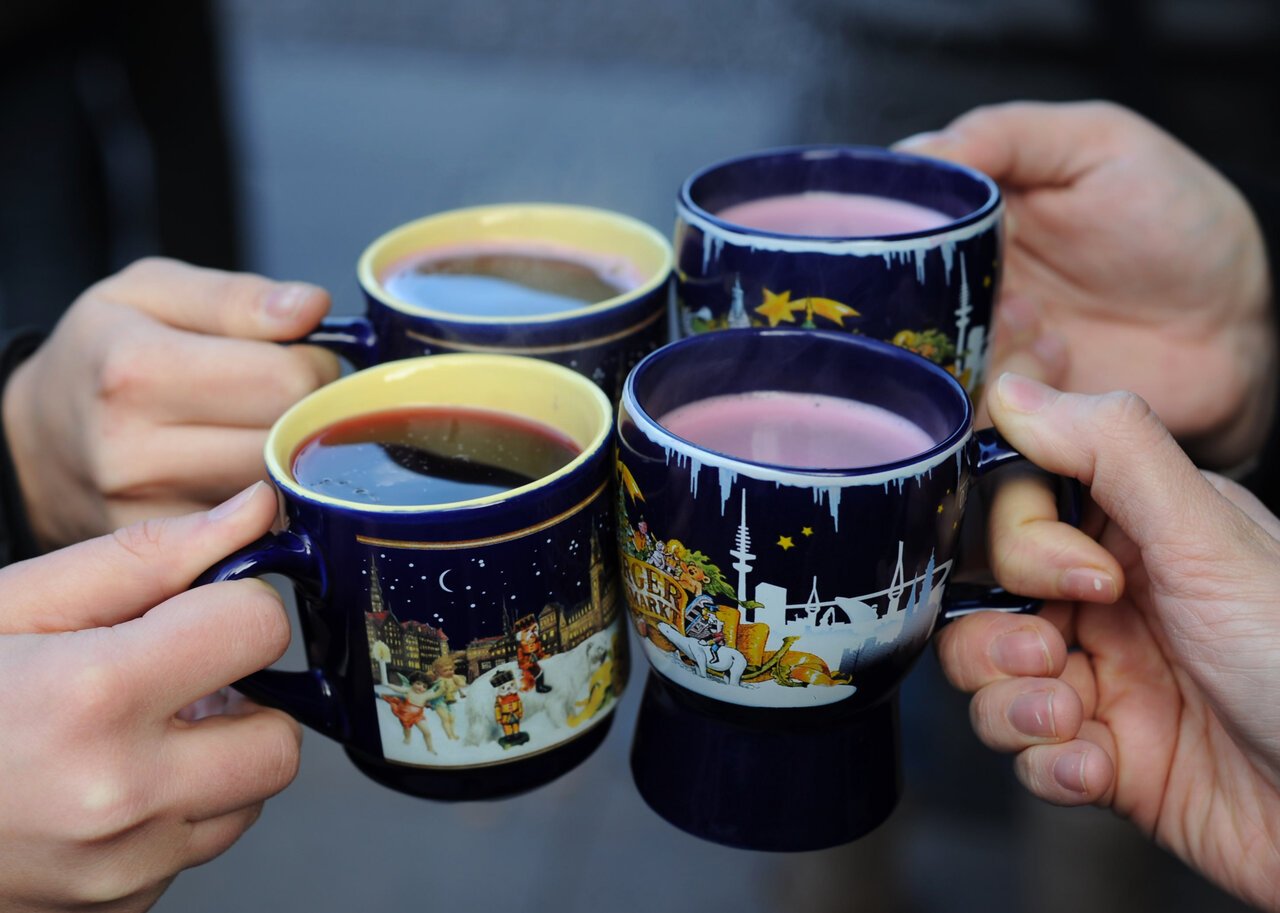 Getting Glühwein with friends is a great German activity.
