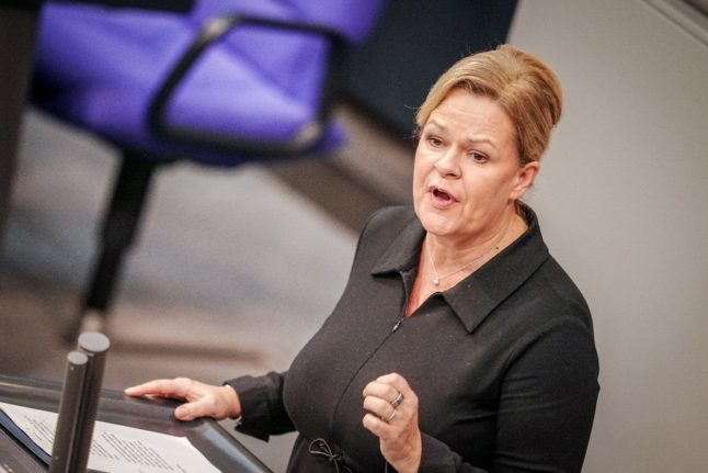 German Interior Minister Nancy Faeser talking in the Bundestag on Thursday.