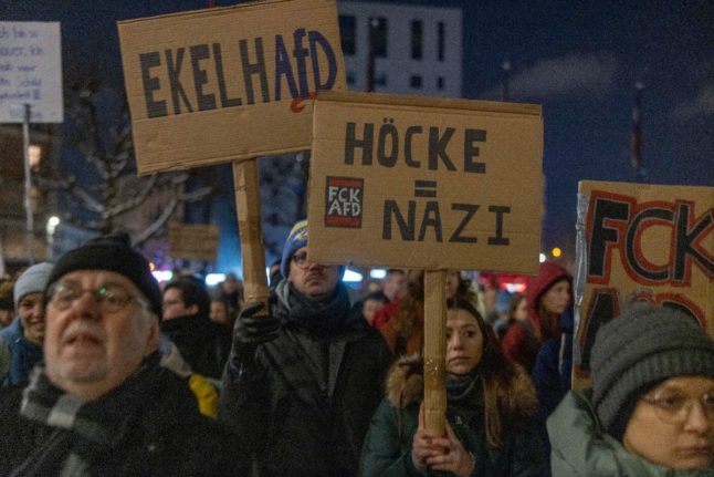 People take part in a march against the far-right, including the AfD, in Mainz on January 18th.