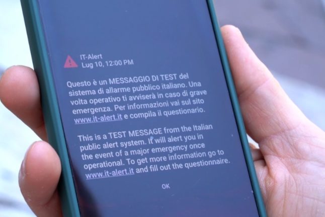 Italy starts new round of tests for ‘IT-Alert’ warning system