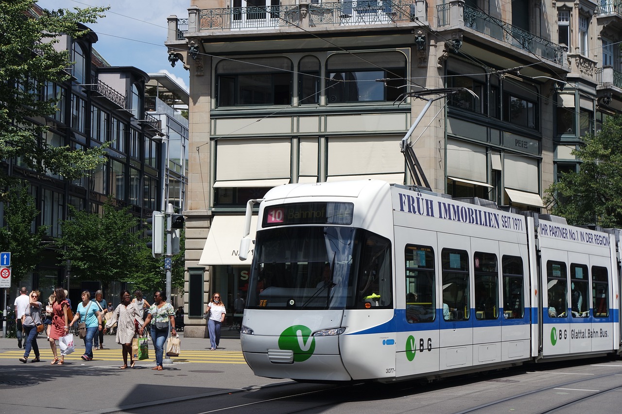 A tram in Zurich. 
