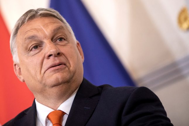 Hungarian Prime Minister Victor Orban pictured at a press conference in Vienna, Austria
