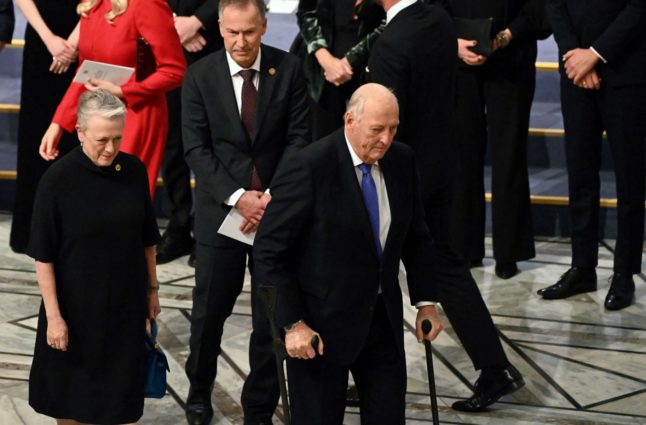 Pictured is Norway's King Harald at an event in Oslo City Hall.