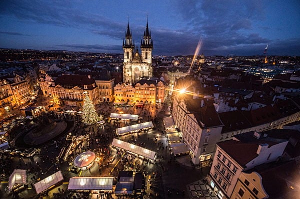 Prague night time view