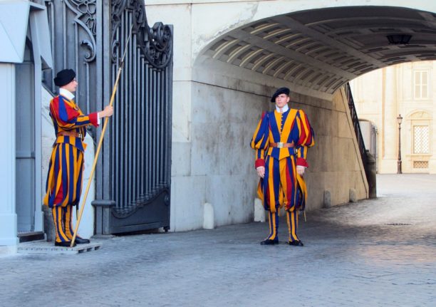 File photo shows Swiss Guards guarding the Vatican in Rome.